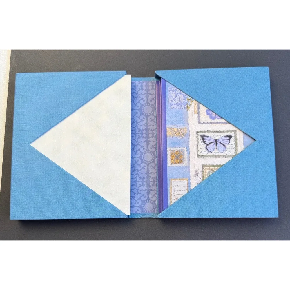 New Seasons Butterfly Note Cards Set 16 Blank Stationery Blue Envelopes Boxed
